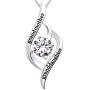ALOV Jewelry Sterling Silver Grandmother Granddaughter Love Cubic Zirconia Pendant Necklace