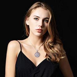 Majitangcun Round Healing Crystal Necklace Chakra Gemstone Amulet Lucky Cat Charm Meditation Reiki Stone Jewelry with Stainless Steel Chain Gift Box
