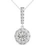 Vaarya 14K White Gold Diamond Halo Stick Pendant Necklace (3/4 Ct tw, AGS Certified GH+/SI2-I1+)