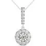 Vaarya 14K White Gold Diamond Halo Stick Pendant Necklace (3/4 Ct tw, AGS Certified GH+/SI2-I1+)