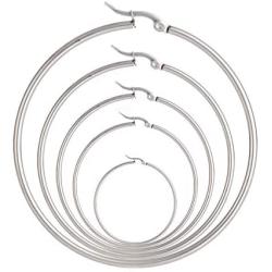 5 Pairs Stainless Steel Round Hoop Earring Hypoallergenic Ears for Women 20mm-60mm