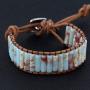 KANGSHUN7 Chakra Bracelets for Women Boho Handmade Natural Jasper Stone Healing Energy Bead Leather Wrap Bracelet Jewelry Collection