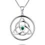 YL Celtic Knot Necklace 925 Sterling Silver Created Aquamarine/Ruby/Emerald/Cubic Zirconia Trinity Pendant Love Knot Jewelry