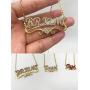 AIJIAO Sparkling Name Necklace Personalized Custom with Crystal Diamond Inlaid Choker for Women Girl Mom Jewelry Gifts -925 Sterling Silver & Stainless Steel