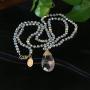 Niumike Crystal Beads Long Necklaces with Statement Transparent Pendant,100% Hand Braided Necklace