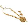 MUCH-MORE Gold Tone Pearl Temple Jewelry Polki Necklace Set Indian Traditional Jewelry (PN-2394)