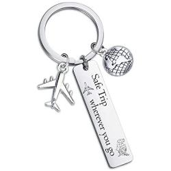 SIDIMELO Travel Keychains Travel Gift Metal Charmed Keychain Keyring Travel Lover Keychain Accessories Personalized Gift for Lover Friend Family Safe Trip Where You go