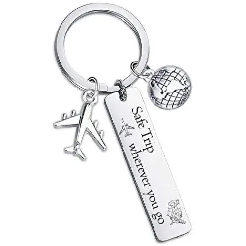 SIDIMELO Travel Keychains Travel Gift Metal Charmed Keychain Keyring Travel Lover Keychain Accessories Personalized Gift for Lover Friend Family Safe Trip Where You go SIDIMELO Travel Keychains Travel Gift Metal Charmed Keychain Keyring Travel Lover Keychain Accessories Personalized Gift for Lover Friend Family Safe Trip Where You go