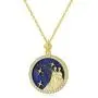 SISMIURRA Zodiac Coin Pendant Necklace 18K Gold Plated Lapis Lazuli 5A CZ 12 Constellation Necklace Personalized Jewelry for Women