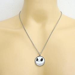 OhDeal4U Halloween Jack Skellington o Lantern Pumpkin King Pewter Pendant Charm Amulet Necklace Chain Choker