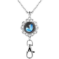 Mel Crouch Women Jewelry Initial Letter Snap Button Charms for Office Lanyard ID Badges Holder Necklaces Keychain