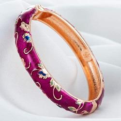 UJOY Cloisonne Bracelet Butterfly Gold Hinge Indian Cuff Bangle Enameled Jewelry Bracelets for Women Gift Box 55A108