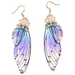 Faerie Butterfly Wing Foil Rhinestone Earrings Necklace Set Unique Fairy Simulation Big Monarch Butterflies Earring Classy Handmade Jewelry for Women Girls