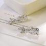 Teardrop CZ Bridal Earring Women’s Elegant Sterling Silver Cubic Zirconia Cluster Floral Leaf Crystal Rhinestone Wedding Dangle Drop Earring for Bride Bridesmaids Mother of Bride Party Prom