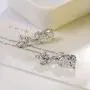 Teardrop CZ Bridal Earring Women’s Elegant Sterling Silver Cubic Zirconia Cluster Floral Leaf Crystal Rhinestone Wedding Dangle Drop Earring for Bride Bridesmaids Mother of Bride Party Prom