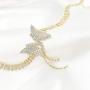 Gangel Gold Silver Butterfly Choker Rhinestone Tennis Chain Fashion Bow-knot Necklace Bling Pendant Jewelry for Party Dating Vacation for Women and Girls(Pack of 1) (Gold)