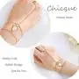Chicque Boho Hand Chain Rhinestone Finger Ring Bracelet Bead Hand Jewelry for Women and Girls (Gold) Chicque Boho Hand Chain Rhinestone Finger Ring Bracelet Bead Hand Jewelry for Women and Girls (Gold)