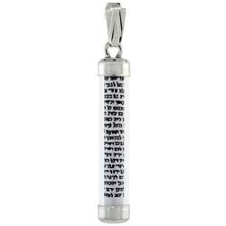 Sterling Silver Mezuzah Scroll Necklace in Tubular Glass Case 1 5/16 inch with 1mm Box Chain 16-30 inch