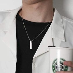 S925 Sterling Silver 3D Vertical Bar Urn Necklace for Ashes Simple Bar Urn Pendant Memorial -Ashes Keepsake Cremation Necklace Jewelry