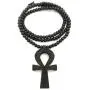 Fashion 21 Egyptian Ankh Cross Pendant 6mm 27'' Stretchable Wooden Bead Necklace (3 Colors Available)