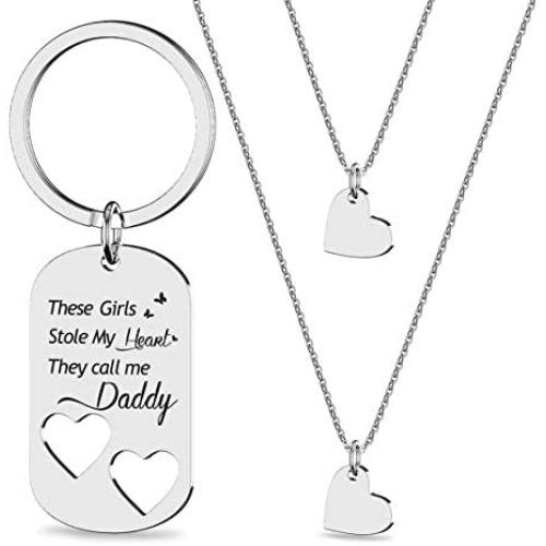 Gifts for Daughter Daddys Girl Mommys World Mother Father Necklace Keychain Pendant Encouraging Jewelry Set Dad Mom Christmas Birthday Gift