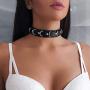 Victray Punk Choker Necklaces Black Leather Circle Necklace Chain Fashion Jewelry Accessories for Women and Girls
