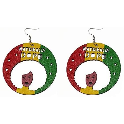 TIANHONGYAN Natural Wooden Bohemian Statement Earrings African Wooden Dangle Ethnic Retro Earrings for Womens Girls Exaggeration Wooden Hollow Round African Earrings