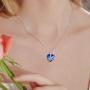 Gifts for Love Sterling Silver Couple Heart Pendant Necklace with Blue Crystal Elements Jewelry Gift for Wife Girlfriend