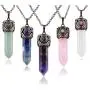 5pcs Crystal Necklace Natural Reiki Healing Crystal Stone Pendant with Chain Amethyst Pink Quartz Aventurine Gemstone Quartz Necklace Chakra Yoga Pendulum Divination Energy Pendant Jewelry Gift 5pcs Crystal Necklace Natural Reiki Healing Crystal Stone Pendant with Chain Amethyst Pink Quartz Aventurine Gemstone Quartz Necklace Chakra Yoga Pendulum Divination Energy Pendant Jewelry Gift