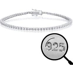 Real Solid 925 Sterling Silver 2mm CZ Tennis Bracelet - 6-8.5'' Iced Diamond One Row Bracelet - Thin & Great For Classy Everyday Look