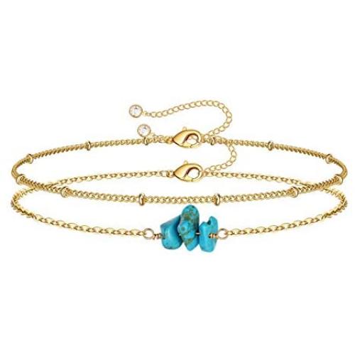 Dainty Gold Bracelets for Women, 14K Gold Filled Adjustable Layered Bracelet Cute Evil Eye Oval Chain Pearl Bar Turtle Gold Bracelets for Women Jewelry