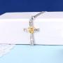 YFN Cross Necklace Sterling Silver Celtic Knot Cross Infinity Heart Love Pendant Necklace 18''