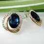 Navachi 18k Gold Plated White Crystal Oval Zircon Double Circle Stud Earrings