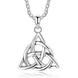 Kalapure Sterling Silver Irish Celtic Knot Triquetra Trinity Triangle Pendant Necklaces for Women Girls Birthday Gift