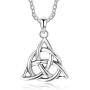 Kalapure Sterling Silver Irish Celtic Knot Triquetra Trinity Triangle Pendant Necklaces for Women Girls Birthday Gift