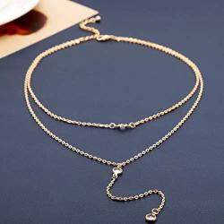 Jovono Multilayered Y-Necklaces Rhinestone Necklace Chain Jewelry for Women and Girls (Gold)