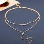 Jovono Multilayered Y-Necklaces Rhinestone Necklace Chain Jewelry for Women and Girls (Gold)