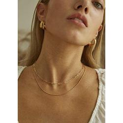 BOUTIQUELOVIN 14K Gold Dainty Paperclip Link Chain Necklace for Women Girls