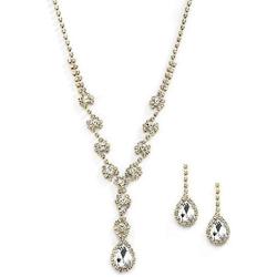 Mariell Yellow Gold Crystal Rhinestone Necklace Jewelry Set for Prom, Bridesmaids & Brides