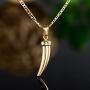 Boys & Mens Gold Chain Shark Tooth Necklace | Barzel 18K Gold Plated Flat Mariner / Marina Chain Necklace 3MM With Shark Tooth Pendant For Mens, Boys, Ladies & Girls - Made In Brazil
