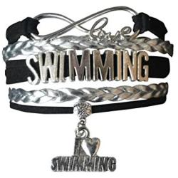 Girls Swim Charm Bracelet- Infinity Swimming Bracelet- Swim Jewelry, Gift for Swimmers