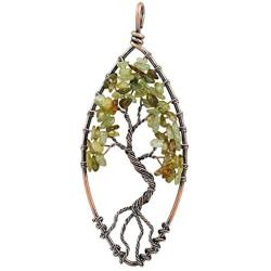 rockcloud Tree of Life Pendant Amethyst Rose Crystal Necklace Chakra Tumbled Stones Jewelry