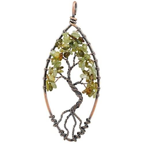 rockcloud Tree of Life Pendant Amethyst Rose Crystal Necklace Chakra Tumbled Stones Jewelry