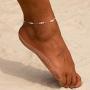 Kyerlyn Dainty Simple Chain Ankle Bracelet for Women 18k Gold/Silver Plated Summer Beach Beaded Moon Figaro Satellite Cuban Pearl Flat Marina Adjustable Anklet for Women Girl Teen Fashion Jewelry Gift