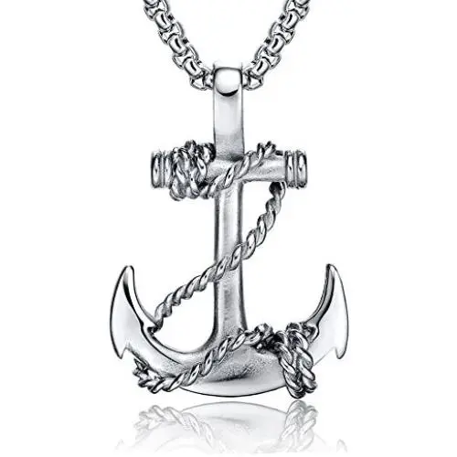 EunWow Anchor Pendant Nautical Pirate Necklace Cool Vintage Gifts for Men Included 22Chain EunWow Anchor Pendant Nautical Pirate Necklace Cool Vintage Gifts for Men Included 22Chain