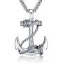 EunWow Anchor Pendant Nautical Pirate Necklace Cool Vintage Gifts for Men Included 22Chain