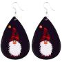 8 Pairs Christmas Santa Gnome Leather Earrings Set Xmas Faux Leather Teardrop Earrings Printed Dwarf Bulk Dangle Drop Earrings Fashion Christmas Gnome Earrings Jewelry Accessory for Women Grils