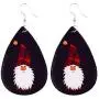 8 Pairs Christmas Santa Gnome Leather Earrings Set Xmas Faux Leather Teardrop Earrings Printed Dwarf Bulk Dangle Drop Earrings Fashion Christmas Gnome Earrings Jewelry Accessory for Women Grils