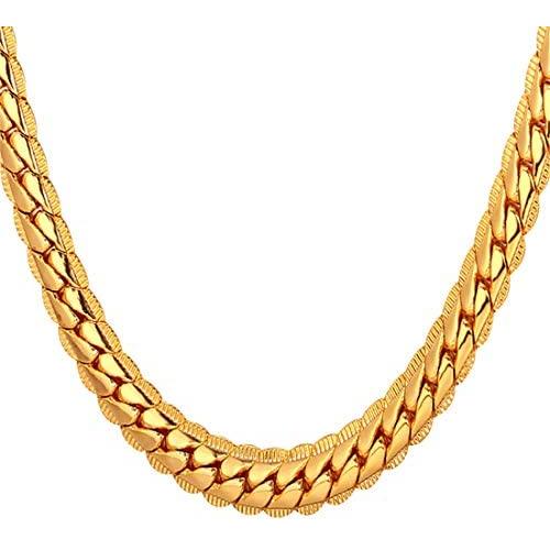 U7 Men Women 18K Gold Plated Necklace with Gift Box 18KGP Stamp Hip Hop Jewelry 4 Colors 6MM-9MM Wide Snake Curb Link Chain,Length 18 Inch-32 Inch,Custom Text Engravable