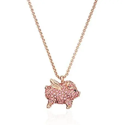 kate spade new york Pink Pave Pig Mini Pendant Necklace, 17'' + 4'' Extender kate spade new york Pink Pave Pig Mini Pendant Necklace, 17'' + 4'' Extender